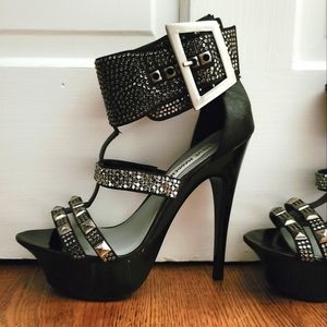Steve Madden Zinah Platform Stiletto Studded Ankle Strap Heels - 6.5 - worn once